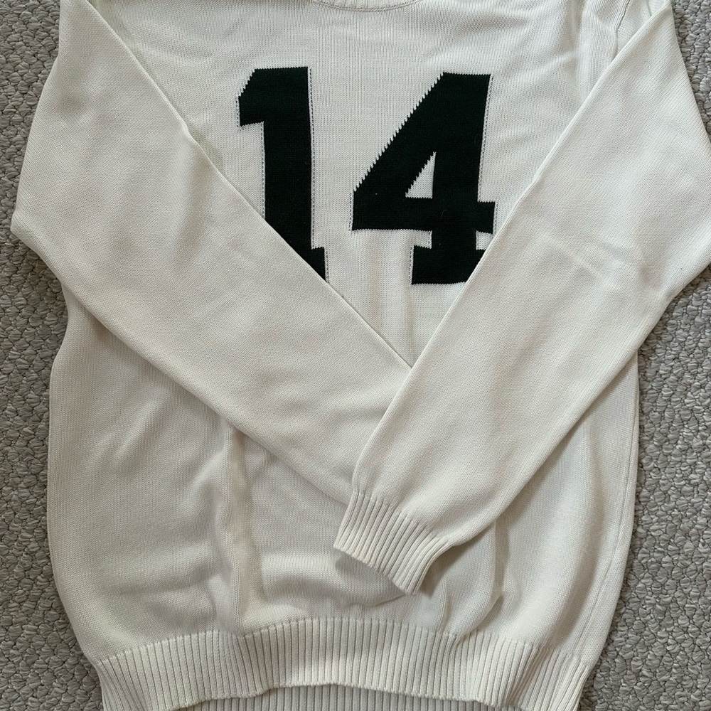 Men's White Sweater with Black Number